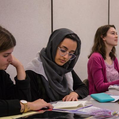 Female student in class